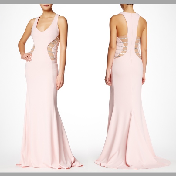 $598 Issue New York V-Neck Embellished Side Maxi Gown Blush [‎ Medium ] - Picture 1 of 8